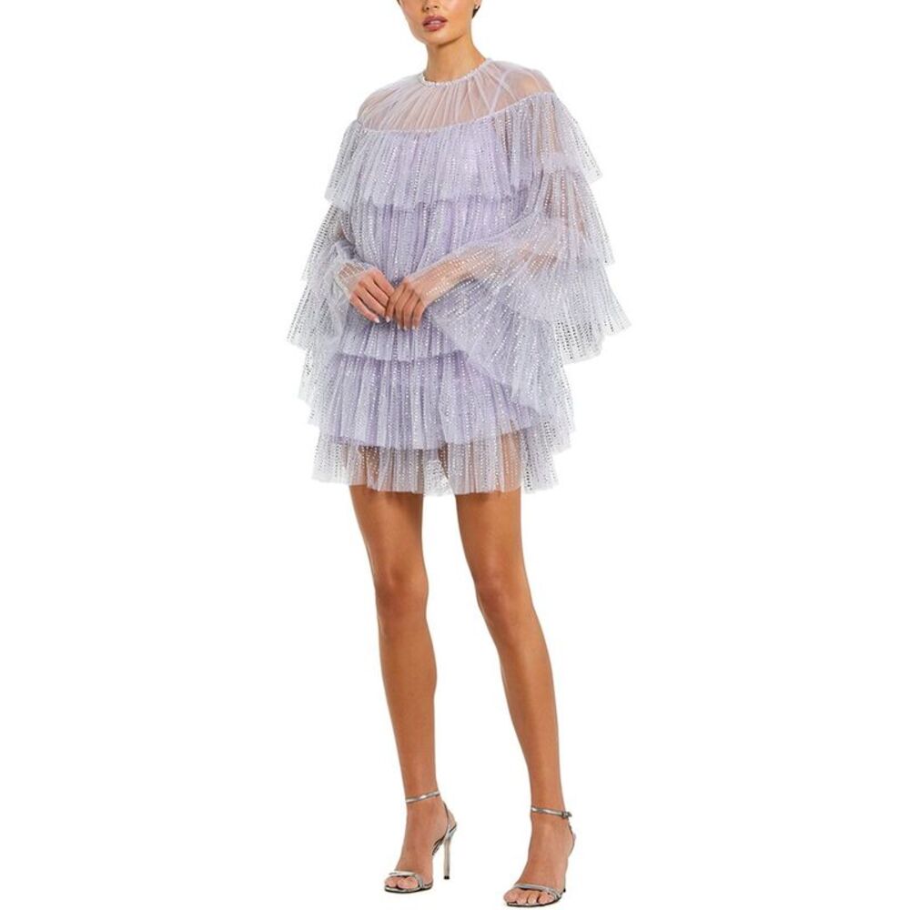 Mac Duggal Womens  Cape Mini Dress, Purple